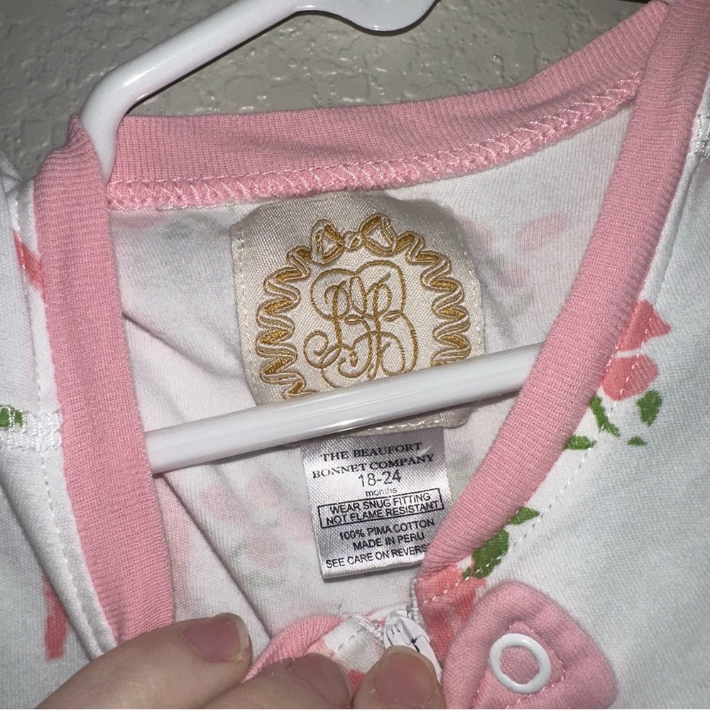 The Beaufort Bonnet Company Pink & White Zipper Onesie - Picture 3 of 4